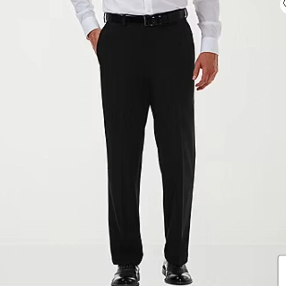 Haggar Cool 18 Pro Classic Fit Black Dress Pants Sz 38x30 NWT
